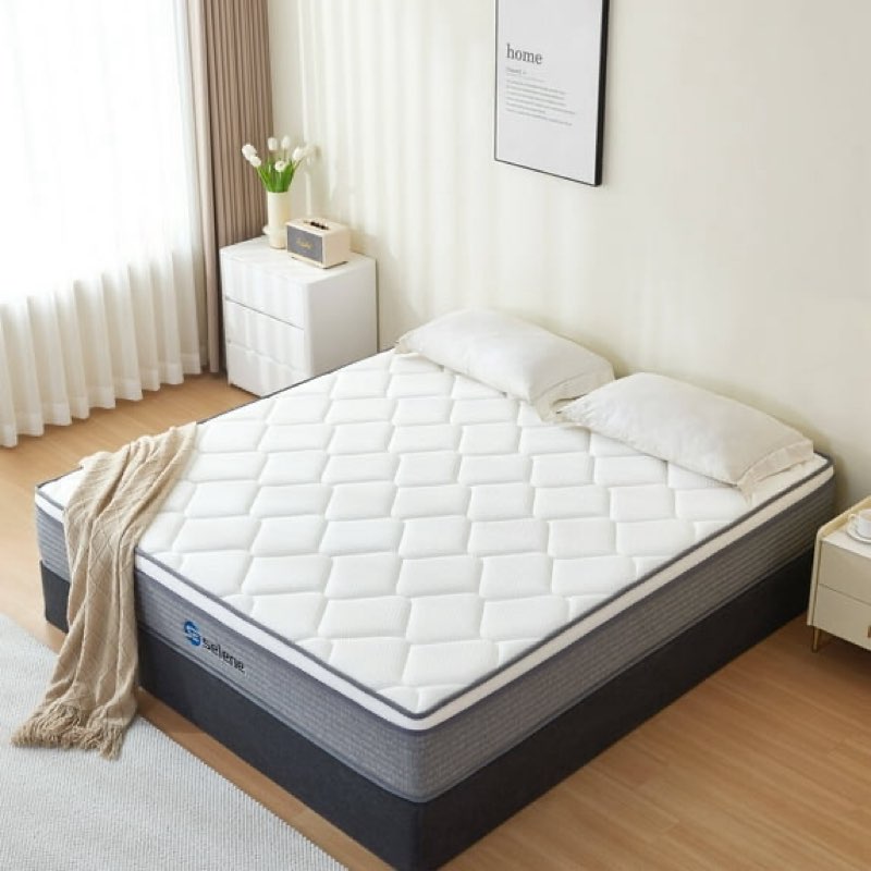 Selene Queen Mattress, 12 Inch Memory Foam Mattress Queen Size, Pocket Spring Mattress in a Box for Motion Isolation, Edge Support, Pressure Relief, CertiPUR-US
