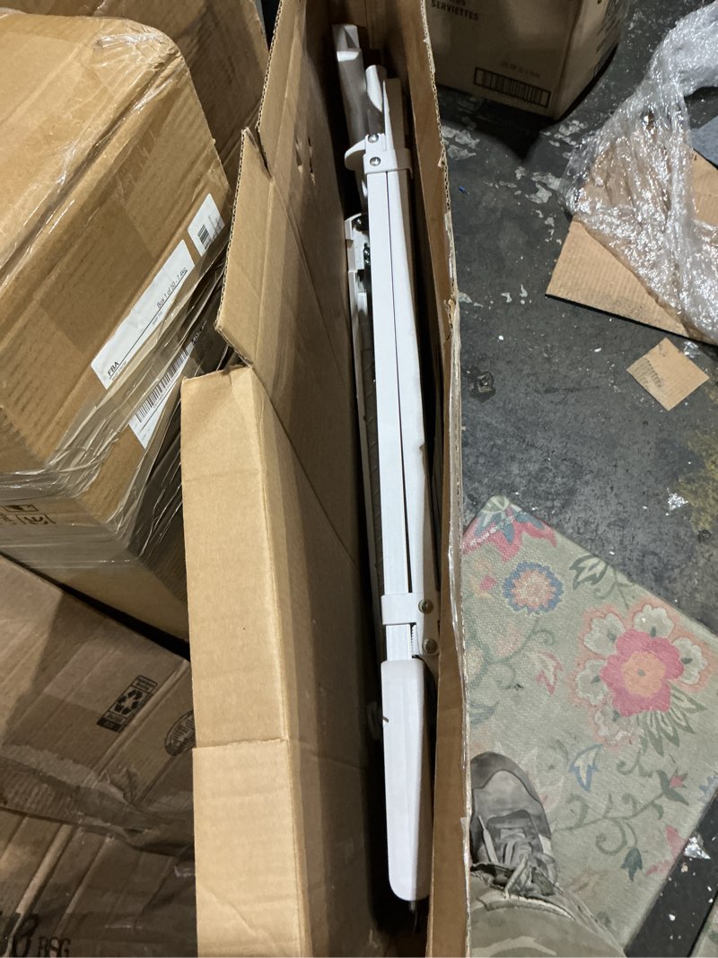 Condition photo showing New/Like New for safety 1st ready to install everywhere baby gate, multi-use baby gate with door for doorways, hallways and stairs, white