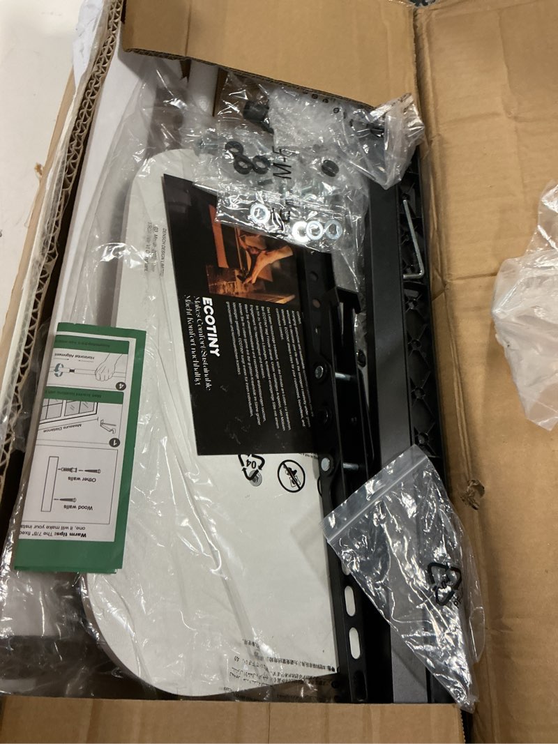 Condition photo showing Good Condition for Ultra Slim TV Floor Stand for 37–86 Inch TVs, No Drill Modern Curved Base with Shelf, Adjustable Height & Tilt, Space-Saving Design with Cable Management, Fits VESA 600x400mm, White