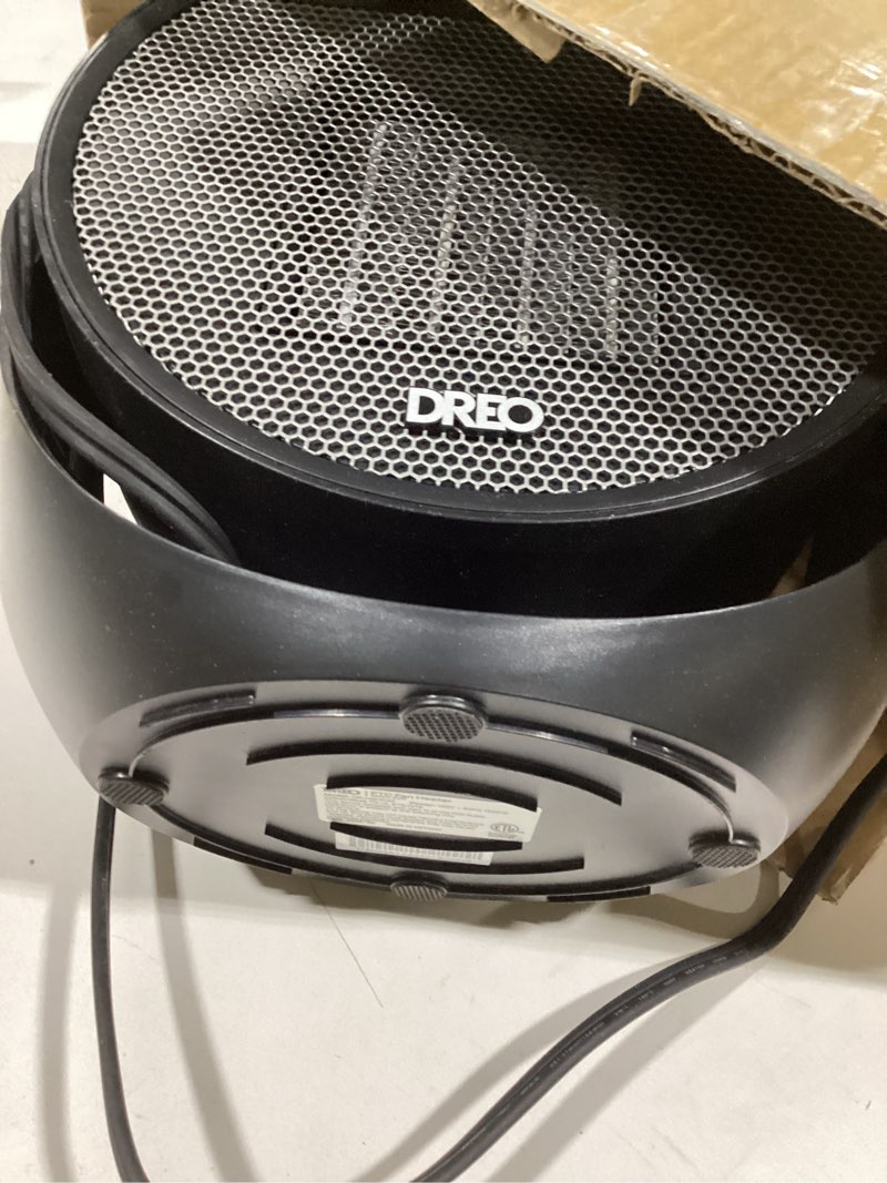 Condition photo showing As Is for Dreo Space Heater 1500W, 60° Adjustable Tilt, 10.5ft/s Portable Electric Heaters for Indoor Use with Thermostat, 8 Safety Protections, 3 Modes, Remote, Quiet Desk Heater for Bedroom, Office, Black