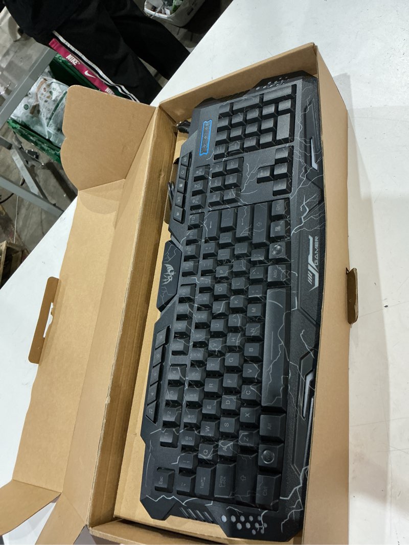 Condition photo showing Good Condition for bluefinger backlit gaming keyboard, mouse and led headset combo - usb wired 3 color crack backlit, blue led light headset - set for work and game