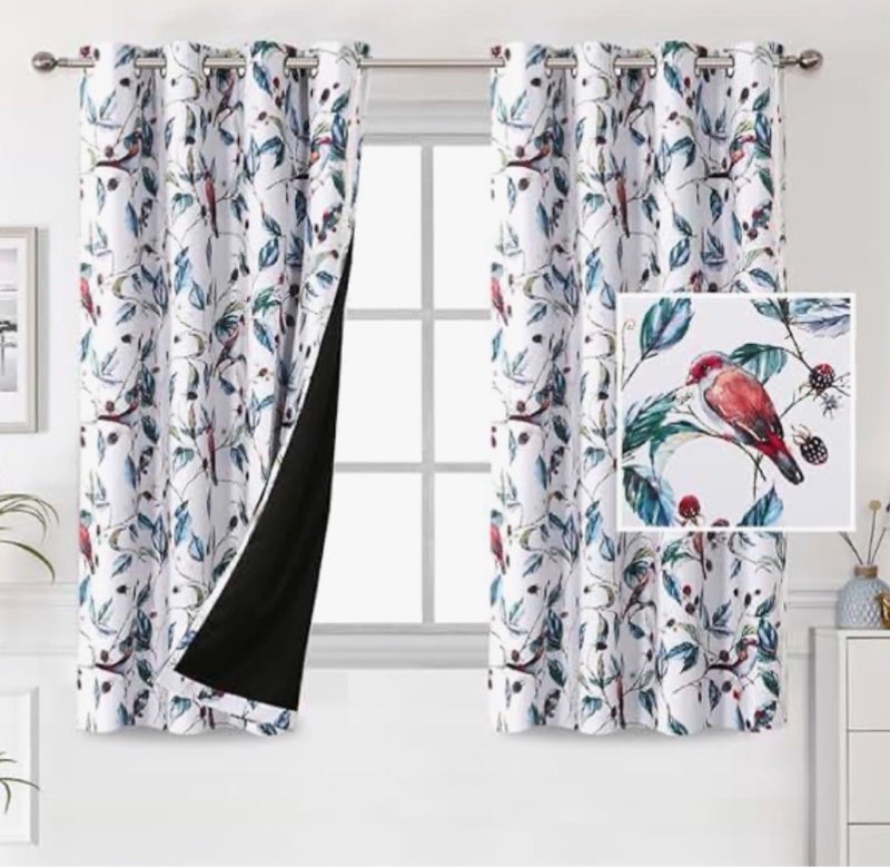 H.VERSAILTEX 100% Blackout Curtains 63 inch Length 2 Panels Set Printed Drapes Thermal Insulated Cur