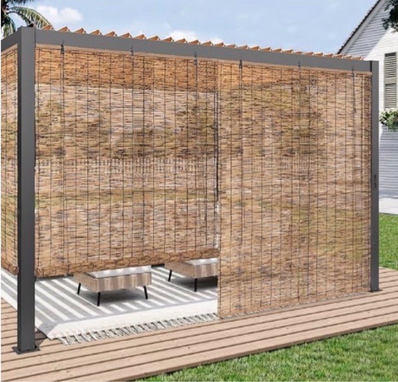 Paramondo Outdoor Roller Shades for Patio, Exterior Waterproof Reed Roller Blinds, Outdoor Bamboo Sh