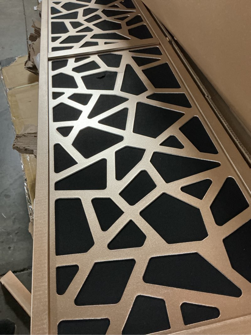 Condition photo showing Good Condition for Roundhill Furniture Aurra 4-Panel Wood Room Divider, Folding Portable Partition Screen, Gold