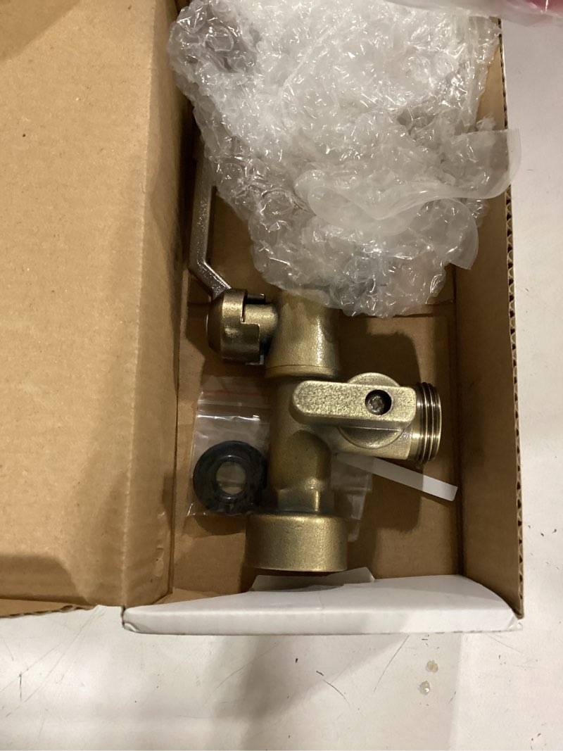 Condition photo showing Good Condition for outdoor garden water faucet with double outlet, outside wall mounted garden water faucet with two 3/4 inch brass ball valves, rust & frost-proof outdoor spigot water tap for garden hose (male, bronze) 3/4" male inlet bronze