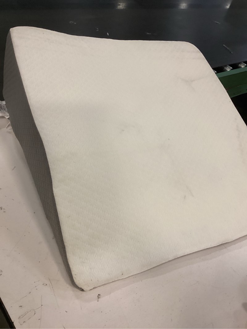 Condition photo showing As Is for bedluxe leg pillow elevation blood circulation, wedge pillow for legs swelling, leg elevating wedge pillow for after surgery, foot knee pillow for leg rest, sleeping, memory foam top, 8in, white/grey 22*24+8 white grey