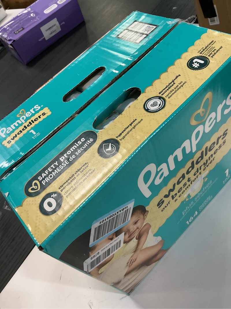 Condition photo showing New/Like New for Pampers Swaddlers Diapers, Size 1 (8-14 lbs), 164 Count, Absorbent, Keeps Baby Dry and Comfortable, Skin Safe Disposable Baby Diaper Size 1 164