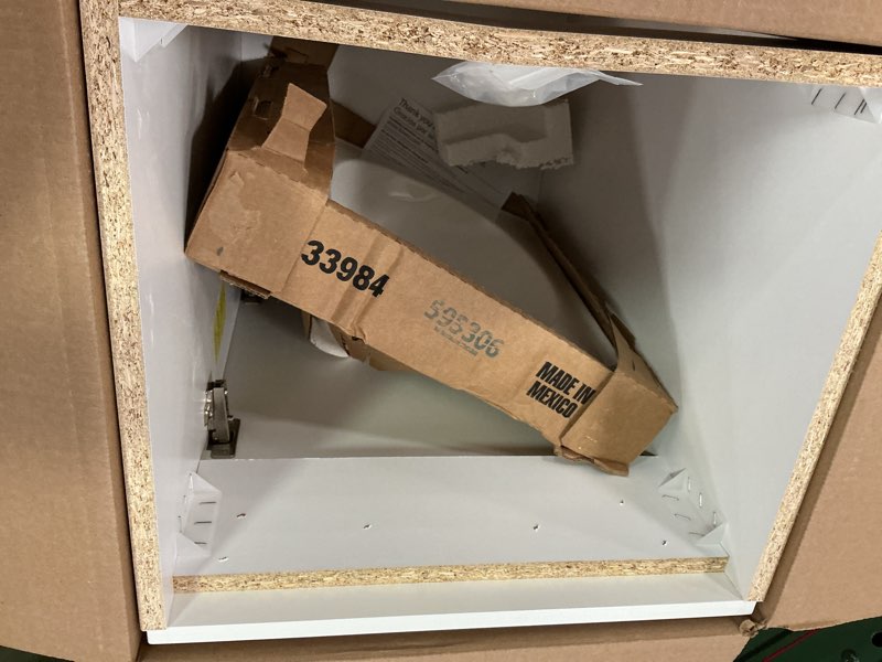 Condition photo showing As Is for Project Source Single Sink Vanity Cabinet 18-in vanity with top 