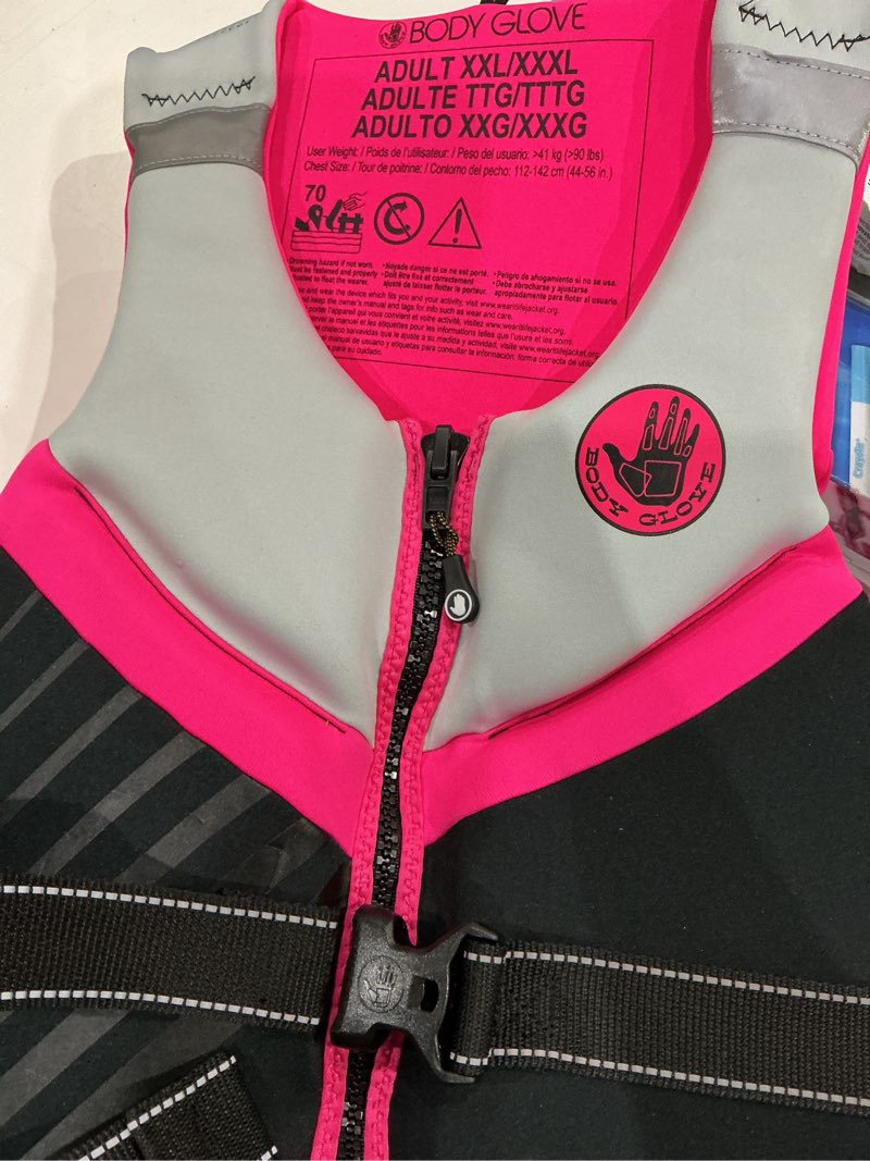 Condition photo showing As Is for body glove women's adult neoprene pfd life jacket and vest