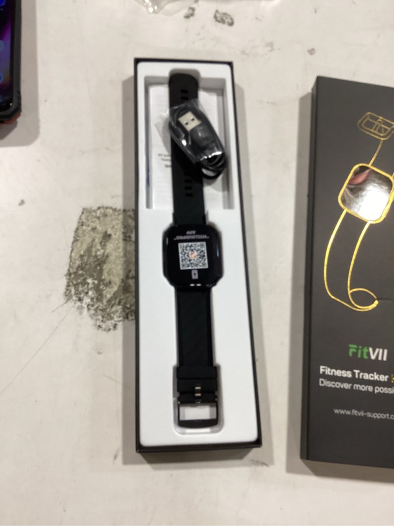 Condition photo showing New/Like New for fitvii health & fitness tracker (answer/make calls), smart watch with 24/7 heart rate and blood pressure, sleep tracking, blood oxygen monitor, 120+ sport modes activity tracker for women men black 1.85