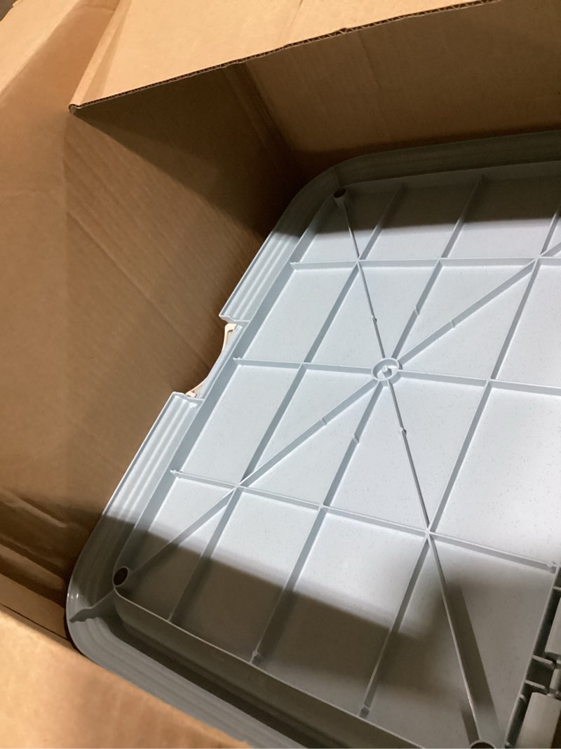 Condition photo showing As Is for amazon basics dog training pad holder with secured latches, extra thick and non-slip base, recycled plastic, 28 x 34 inch, large, white and charcoal 28'' x 34''