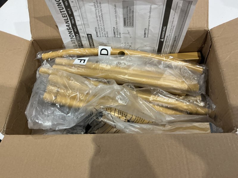 Condition photo showing Good Condition for pureegg arch backdrop stand and cover set - 7.2ft gold metal frame with beige fabric cover, easy-to-assemble wedding arch stand for parties and celebrations