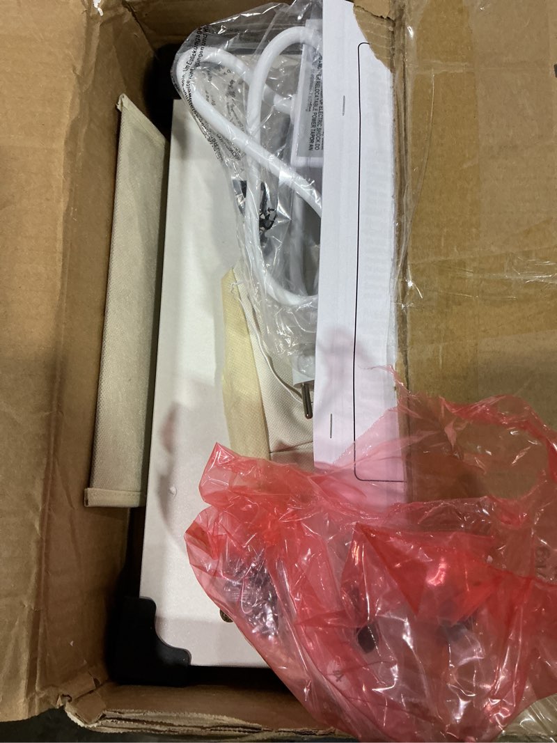 Condition photo showing Good Condition for Vagusicc Sofa Armrest Tray Table for Couch - 360° Swivel Height Adjustable Side Table for Small Spaces, Snack Side Table for Bed or Chair, C Shaped End Table Snack Table for Eating Dinner Laptop White With Plug+Storage Bag