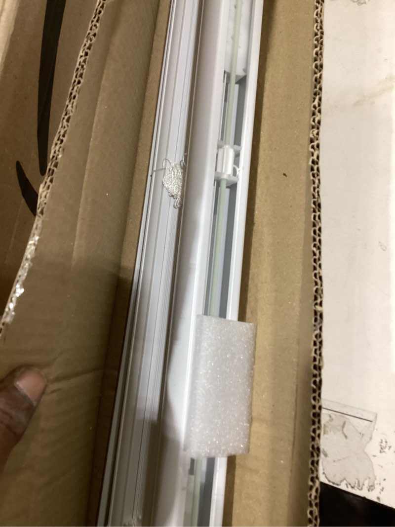 Condition photo showing Good Condition for lazblinds cordless white 1" room darkening vinyl mini blinds, 31" w x 64" h horizontal window blinds for home, cordless shades for indoor windows
