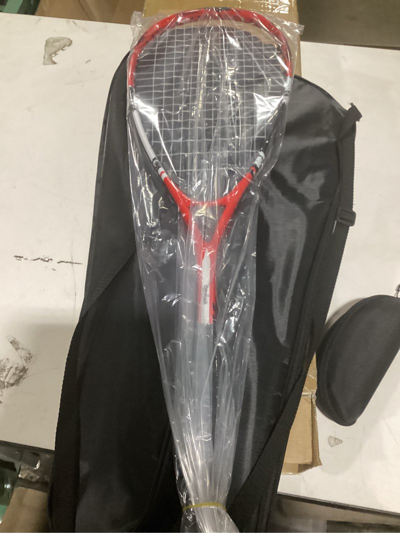 Condition photo showing As Is for 2 Pack Beginner Squash Racquet Set Includes Racquets with Racket Bags Anti Fog Goggles Cases Blue Dot Ball Indoor Gym Sports for Beginners Novice Training Recreational Play