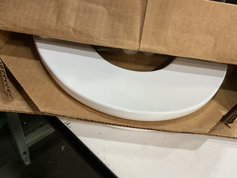 Condition photo showing As Is for bemis 1500ec 390 lift-off wood elongated toilet seat, cotton white (pack of 1)