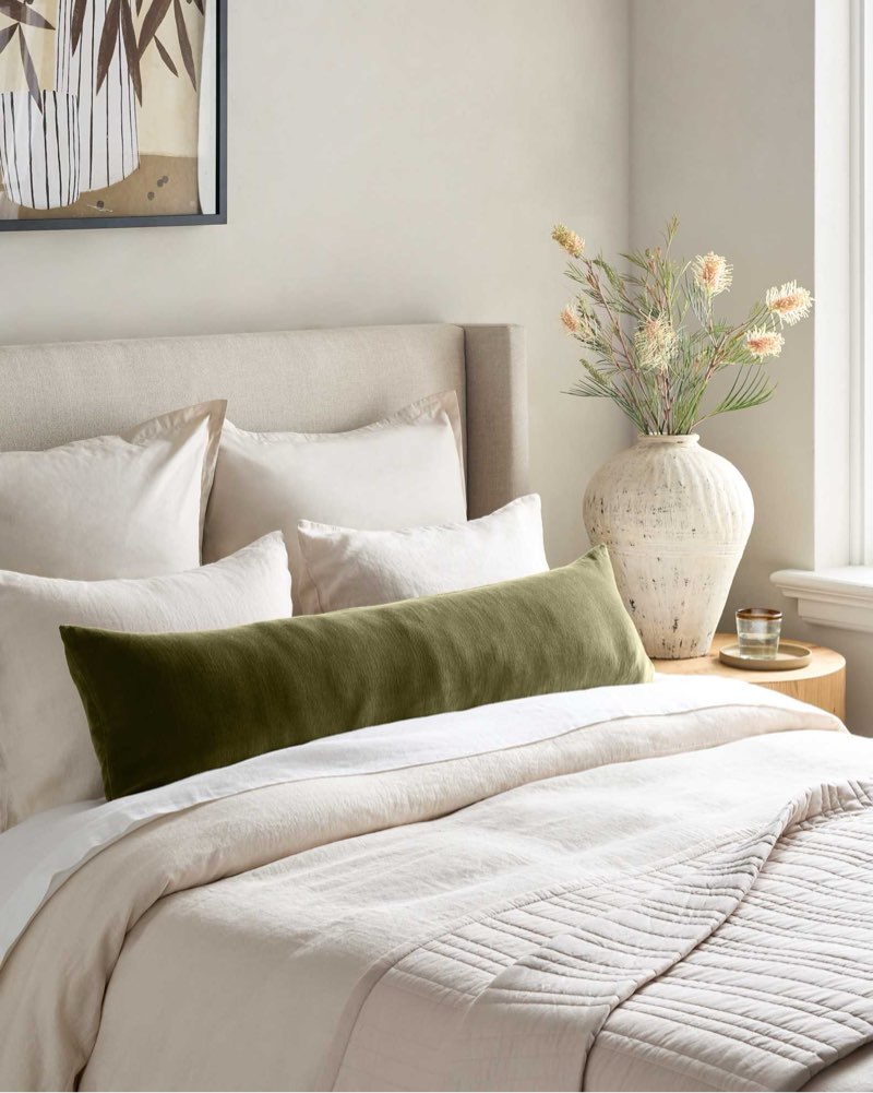 quince cotton velvet oversized lumbar pillow cover moss