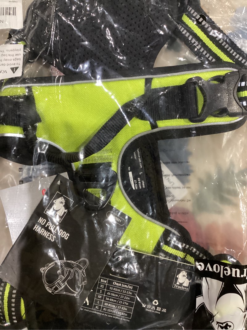 Condition photo showing As Is for TRUE LOVE Adjustable No-Pull Dog Harness Reflective Pup Vest Harnesses Comfortable Control Brilliant Colors TLH5651(Neon Yellow,L) L Neon Yellow