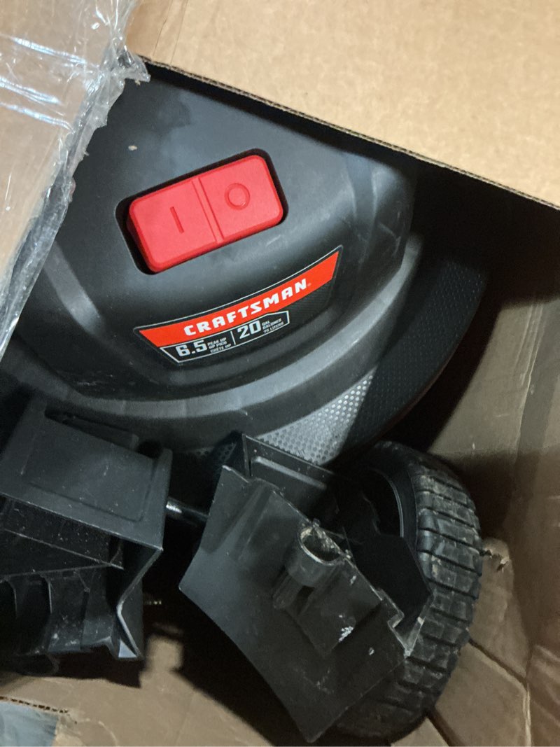 Condition photo showing As Is for craftsman cmxevbe17656 20 gallon 6.5 peak hp wet dry vac with cart, heavy-duty shop vacuum wet and dry with fine dust filter, dust bag, hose and attachments for shop, garage, jobsite cleaning 20 gallon 6.5 peak hp w/cart