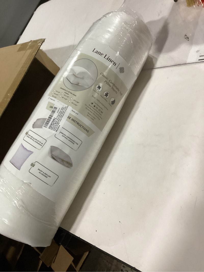 Condition photo showing New/Like New for lane linen 18 x 18 throw pillow insert - pack of 2 white, down alternative pillow inserts for decorative pillow covers, throw pillows for bed, couch pillows for living room 18" x 18" 01: white
