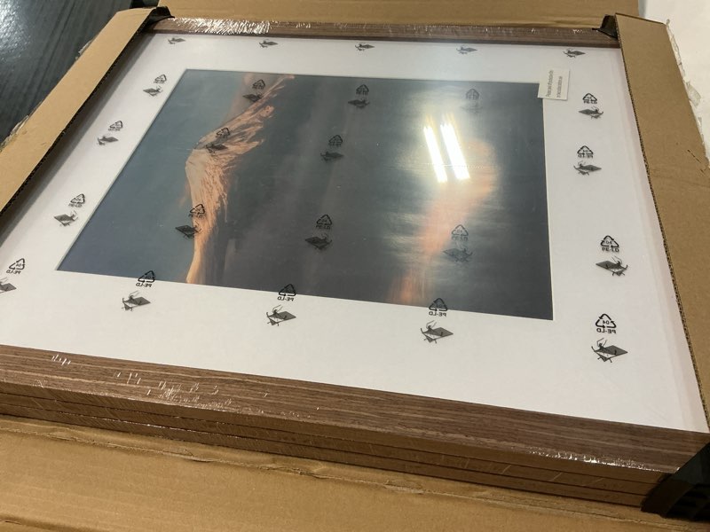 Condition photo showing Good Condition for 16x20 Poster Frame, Display Pictures 11X14 with Mat or 16x20 Without, Wall Hanging Frames, Rustic Brown, 3 Pack Brown 16X20