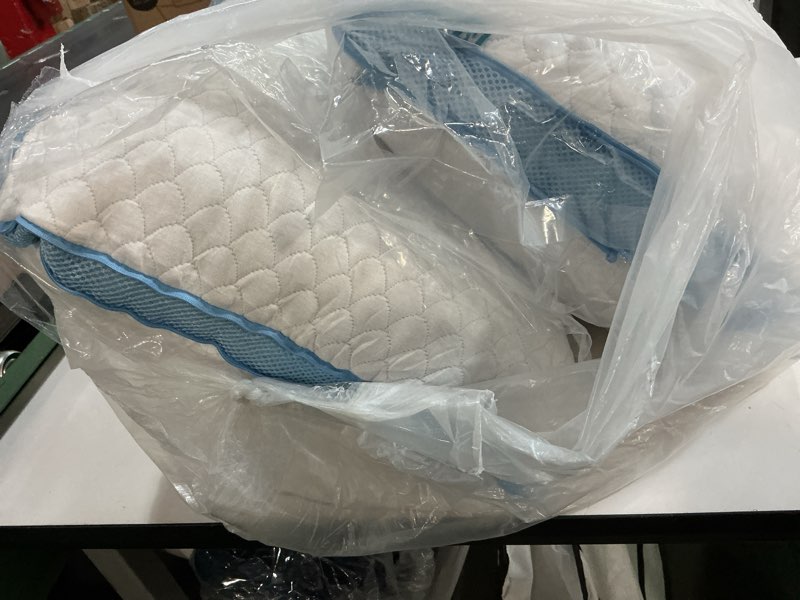 Condition photo showing Good Condition for Side and Back Sleeper Pillow for Neck and Shoulder Pain Relief-Shredded Memory Foam Bed Pillow for Sleeping - 100% Adjustable Fill - Queen Size - Set of 2 - Washable Case. Extra Fill Included Side Sleeper White Queen (Pack of 2)