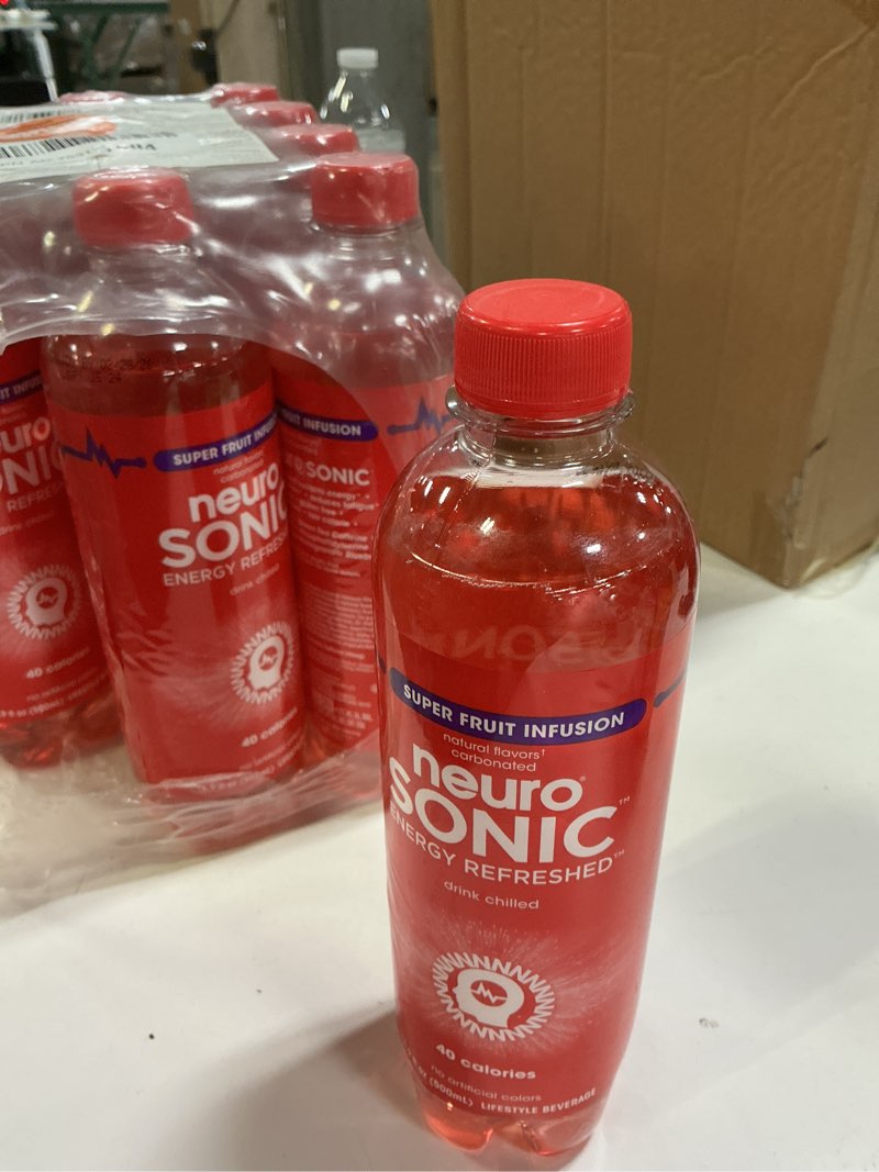 Condition photo showing Good Condition for neuroSONIC | Superfruit Infusion | Functional Beverage for Focused Energy, Lightly Carbonated, Vegan & Low Sugar; 16.9 Fl Oz (Pack of 12) SONIC Superfruit Infusion-Bottle(by 02/28/26)