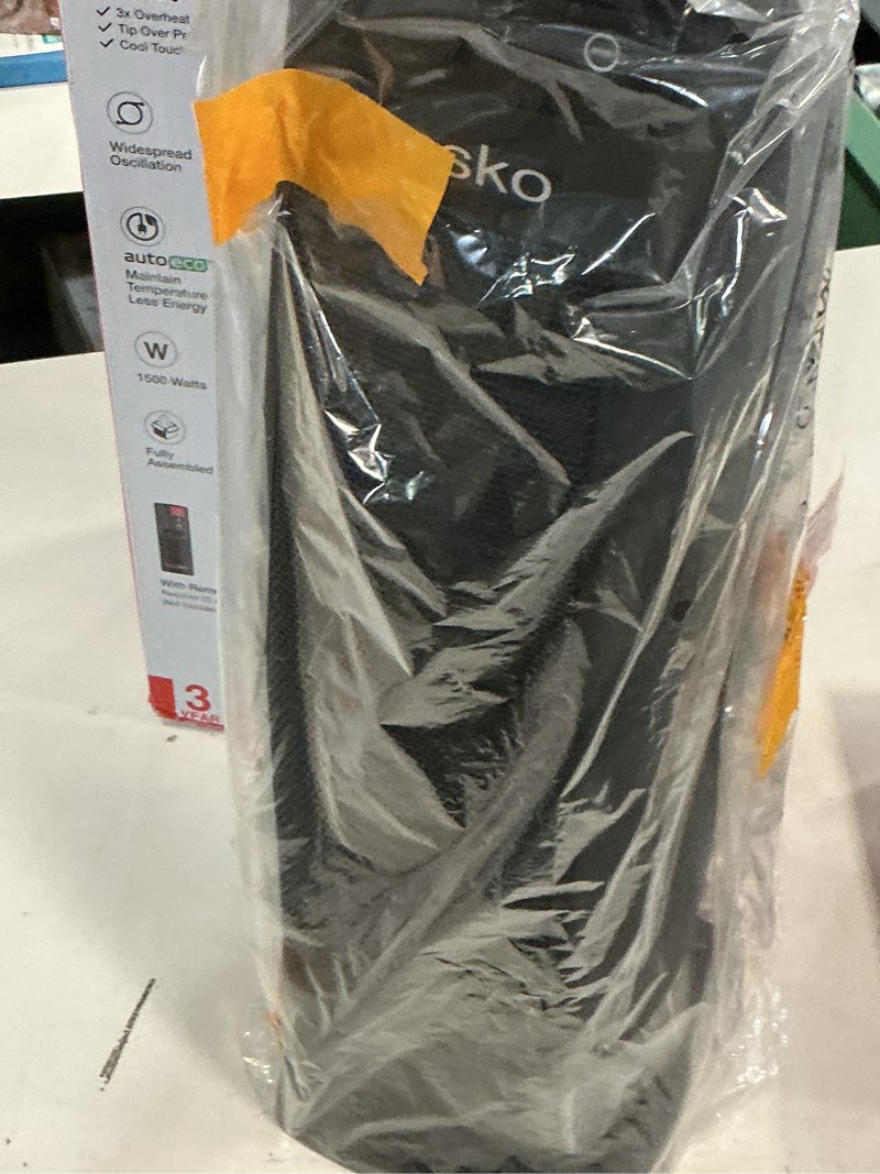 Condition photo showing New/Like New for lasko 22” elite collection ceramic tower space heater with timer, remote, ct22850, black