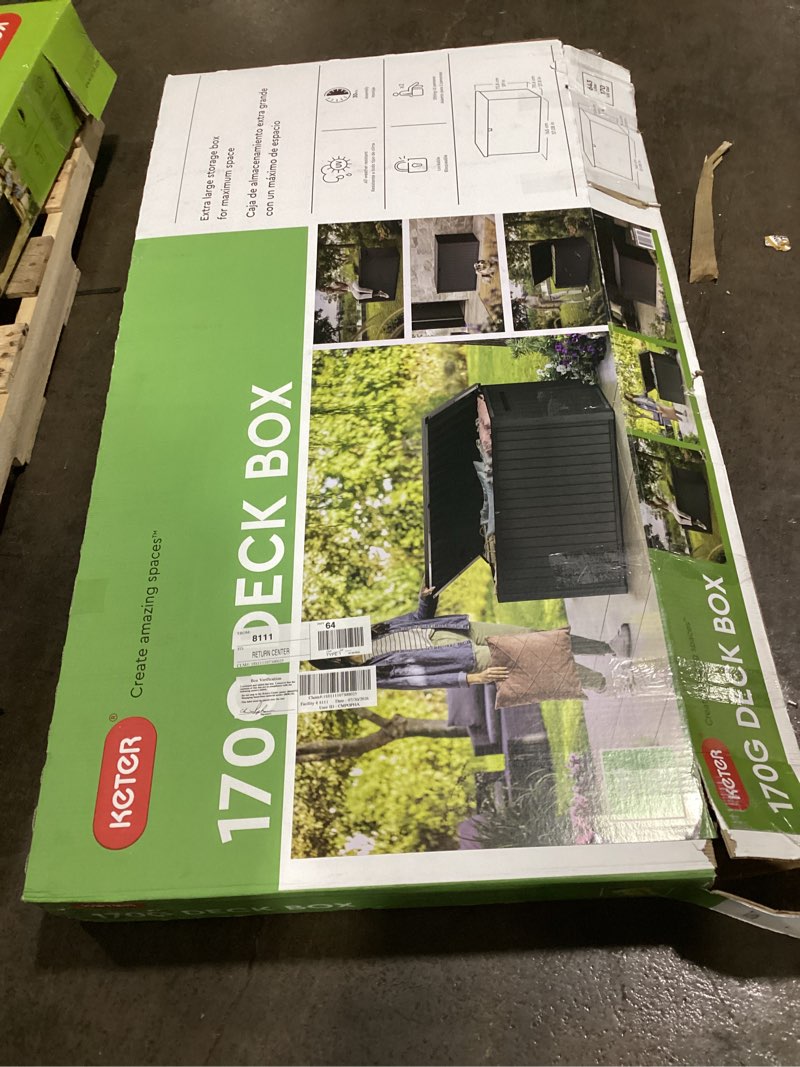 Condition photo showing Good Condition for keter 170 gallon outdoor weather-resistant resin deck box