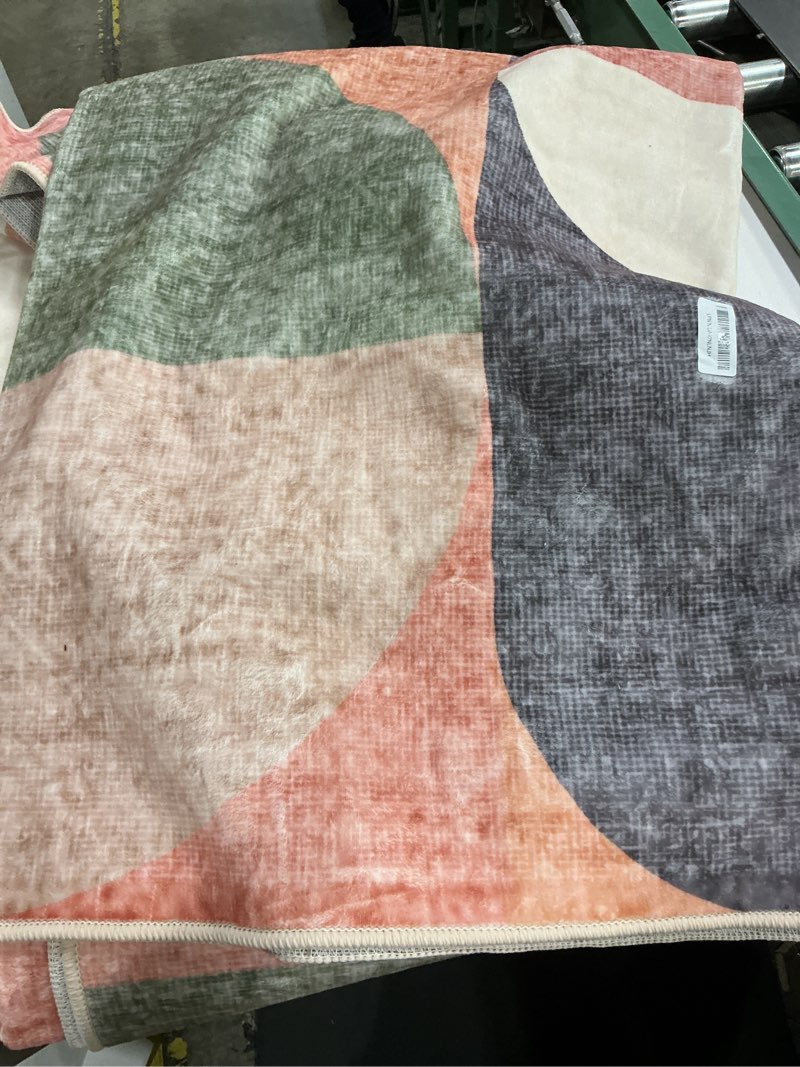 Condition photo showing Good Condition for large modern area rugs 8x10 washable rug for living room bedroom dining room,retro rust orange geometric non slip carpet 8'x10' geometric orange