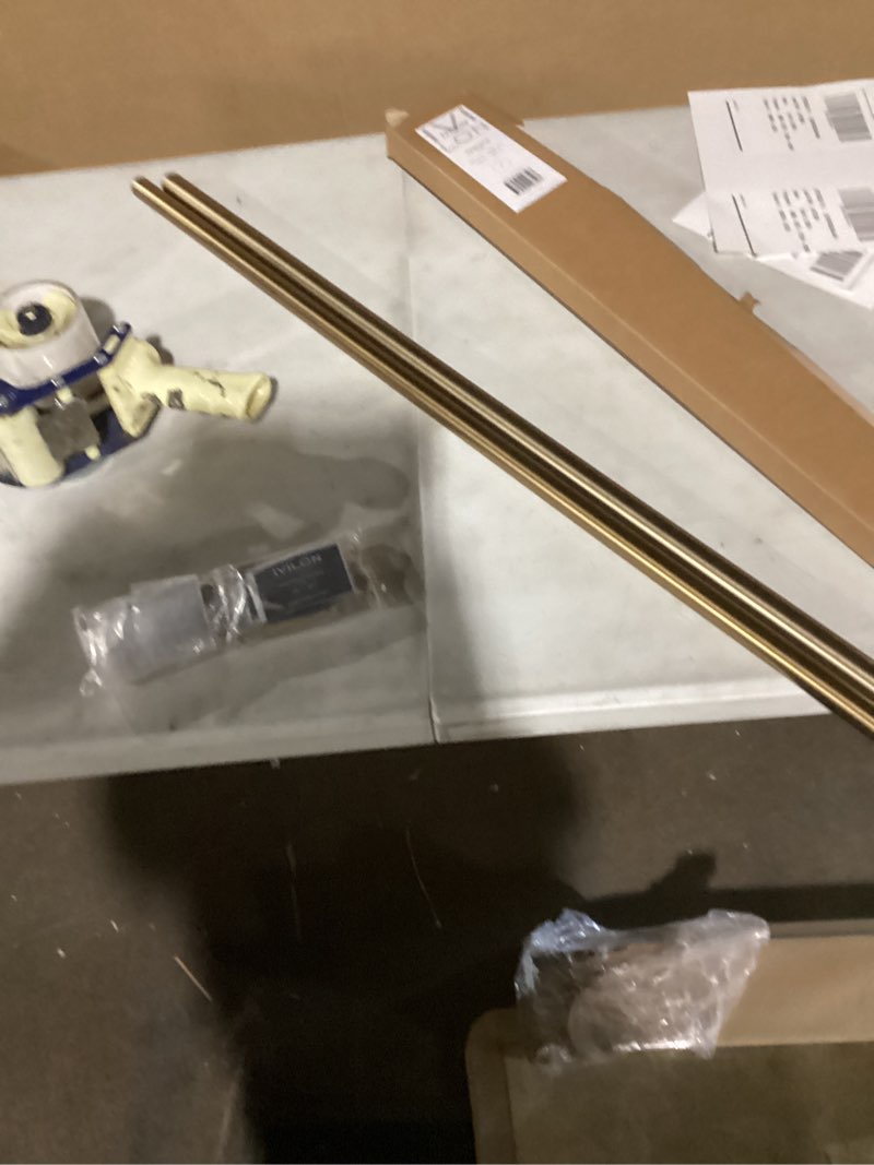Condition photo showing As Is for Ivilon Drapery Window Curtain Rod - End Cap Style Design 1 Inch Pole. 48 to 86 Inch Color Warm Gold 48 to 86 in.