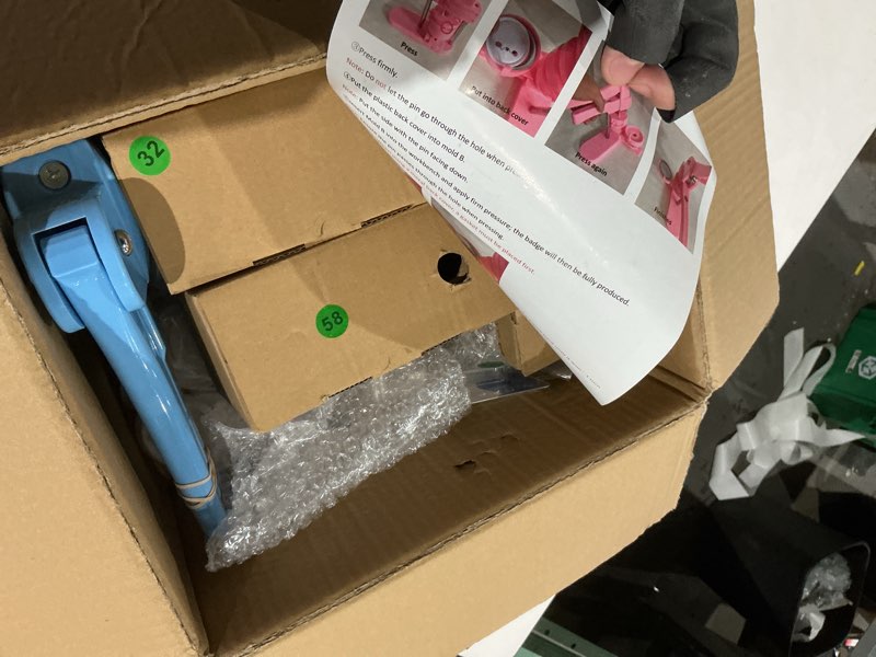 Condition photo showing As Is for button maker machine, molds in 3 sizes: 2.28“, 1.25”, and 1”, 500 buttons, 15 fridge magnets, 15 bottle openers, 15 keychain, pin maker machine kit diy, circular cutter in 3 sizes