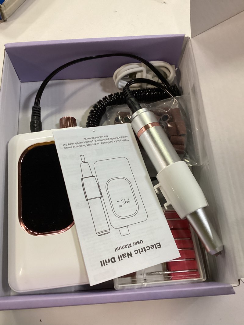 Condition photo showing Good Condition for Professional Electric Nail Drill 45000RPM, Portable Nail File for Acrylic Gel Nails, Cordless Rechargeable Salon-Grade Ultra Power Nail Drill Kit for Shaping, Polishing & Removing Gel Nails White