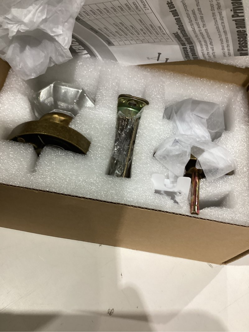 Condition photo showing Good Condition for Glass Door Knobs Interior Passage Antique Brass Bronze Door Knob for Hall and Kitchen Crystal Door Knobs Retro Octagon Style, 1 Pack