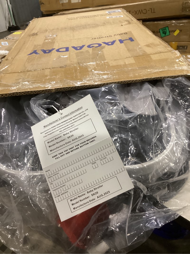 Condition photo showing As Is for hagaday baby stroller, 2-in-1 reversible toddler seat with bassinet mode, foldable infant stroller with canopy, one button brake, adjustable handle, newborn pushchair(black)