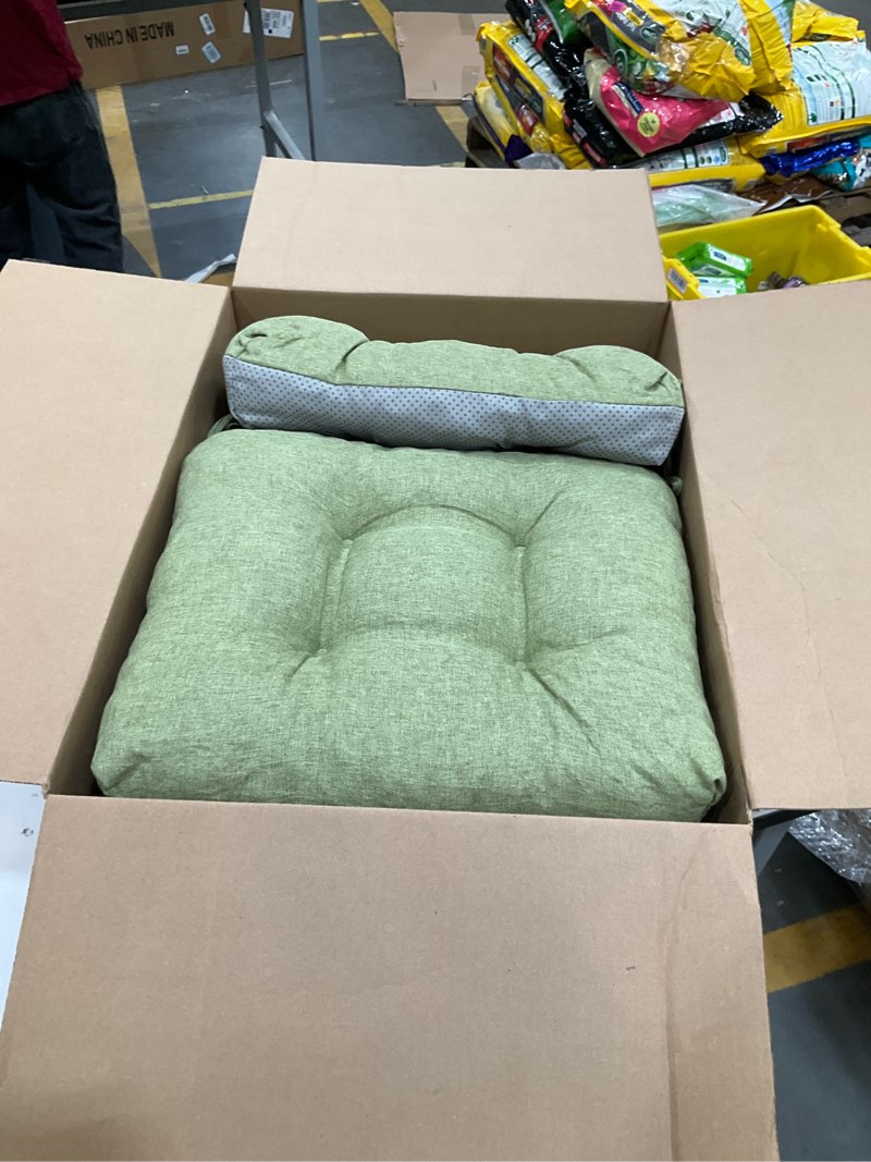 Condition photo showing Good Condition for geetery 4 pack chair cushions for dining chairs, 16" x 15" sage green kitchen chair cushions with ties buffalo plaid soft comfy seat pads for home office living room outdoor indoor sage green 4