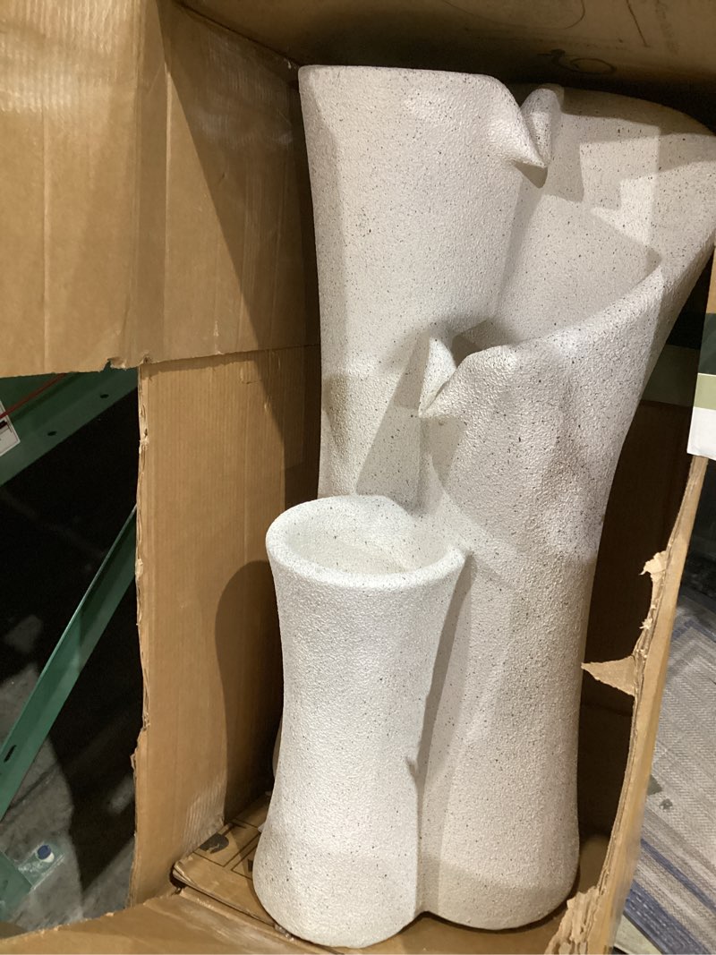 Condition photo showing Good Condition for xbrand 41" modern sphere curve cascading fountain, resin white