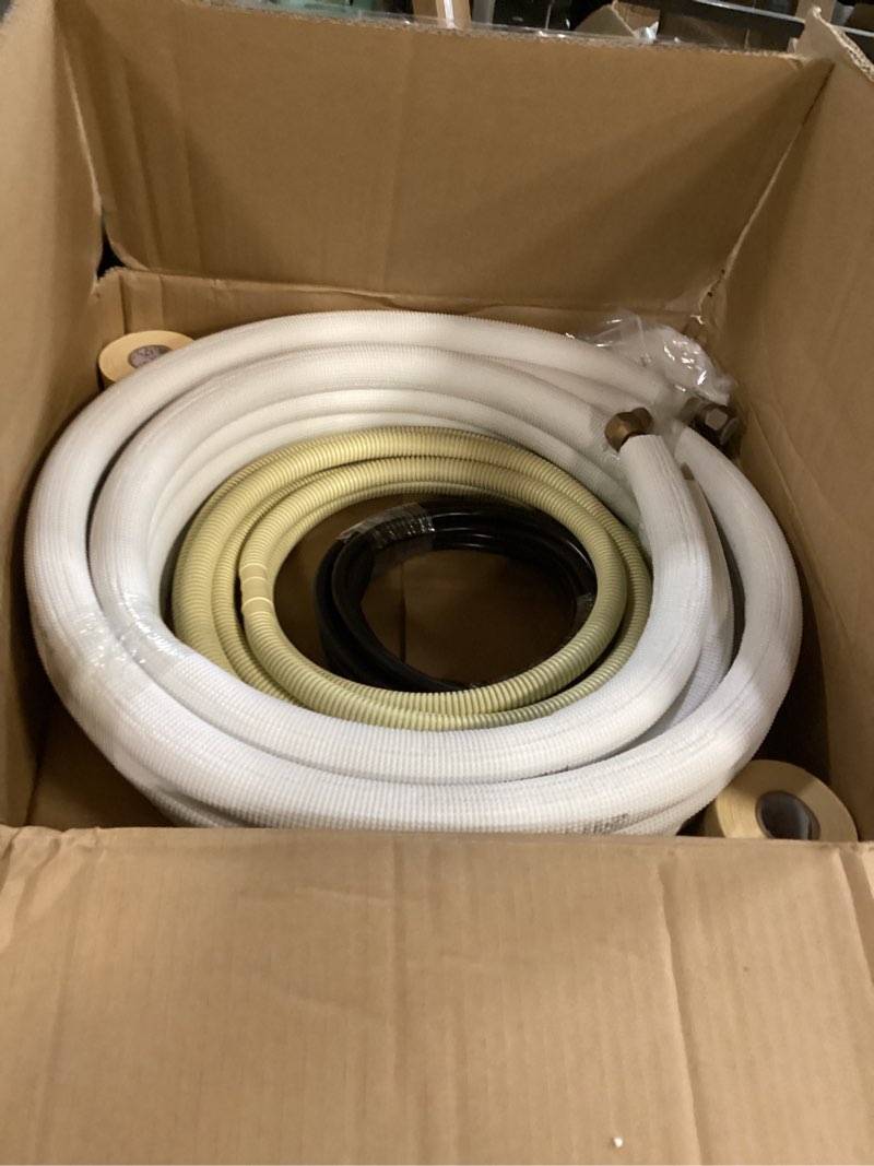 Condition photo showing Good Condition for 16ft Length Mini Split Line Set,1/4" 1/2" OD Copper Pipes Tubing and 3/8 White PE Thickened Insulated Coil with Flared Nuts for Mini Split Air Conditioner HVAC or Heat Pump System. (16Ft(1/4+1/2))