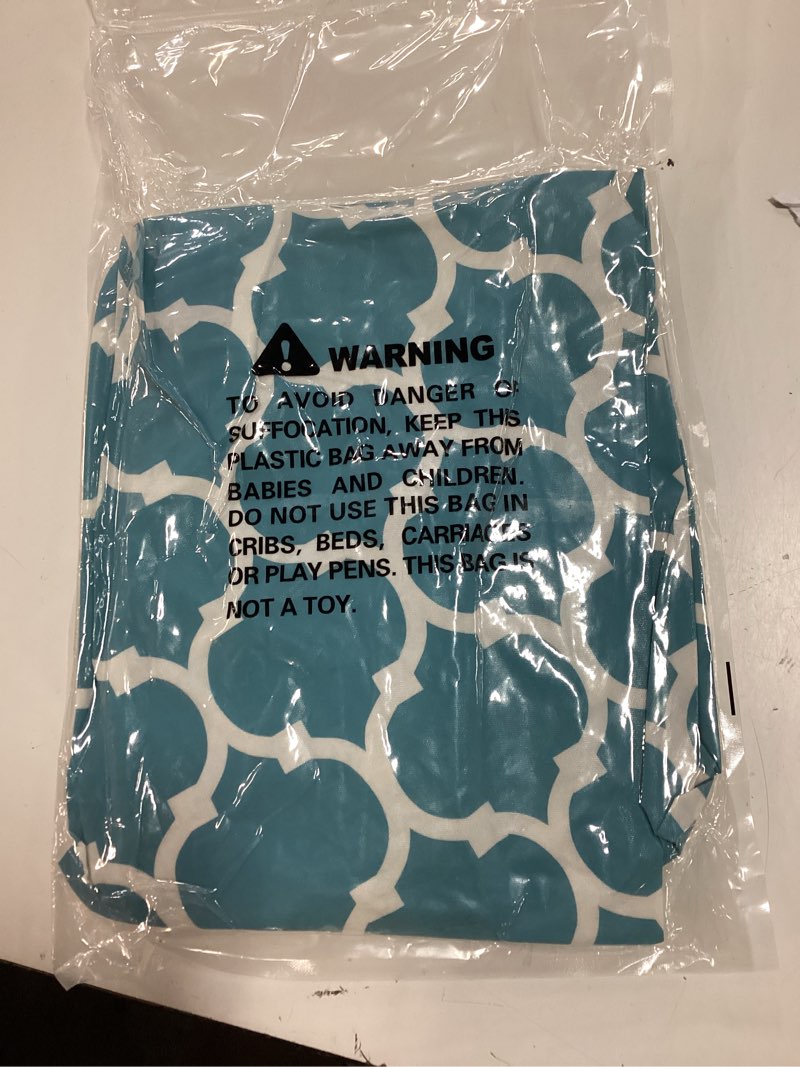 Condition photo showing New/Like New for smiry round picnic tablecloth, waterproof elastic fitted table covers for 45" - 56" tables, wipeable flannel backed vinyl tablecloths for camping, indoor, outdoor, light blue & white light blue & white for up to 45"-56" round