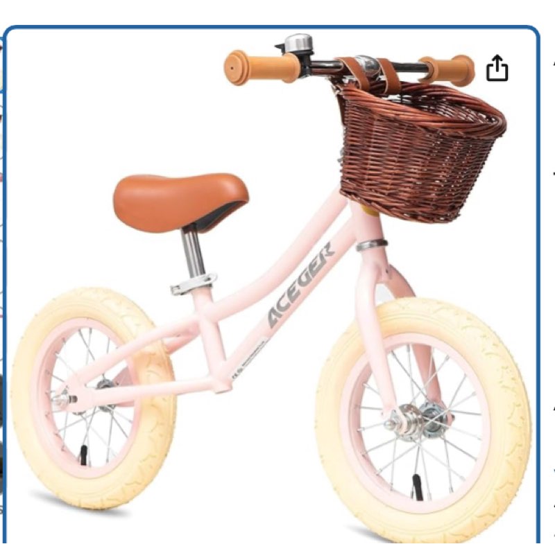 (Similar to the photo)Retrospec Cub Toddler 12\" Balance Bike, 18 Months - 3 Years Old, No Pedal Beginner Kids Bicycle for Girls & Boys, Flat-Free Tires, Adjustable Seat, & Durable Frame