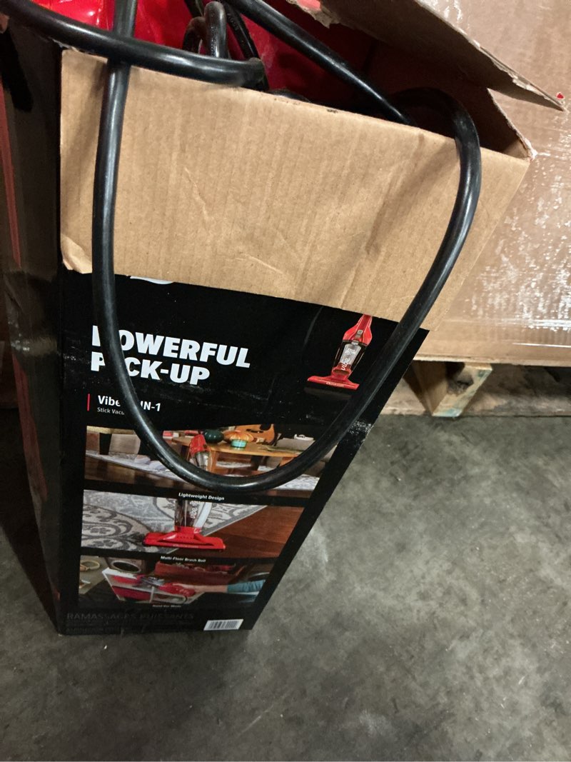 Condition photo showing As Is for vibe 3-in-1 bagless lightweight corded stick vacuum cleaner
