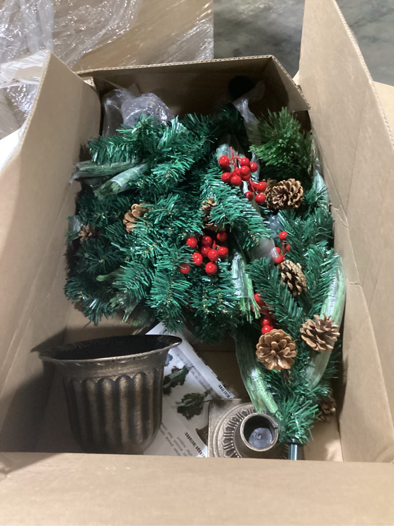 Condition photo showing As Is for 2 Pack Christmas Tree,3FT Artificial Christmas Entrance Tree with Ornaments and Lights Battery Oprated,Mini Xmas Trees for Front Door,Pathway, Tabletop, Entryway, Entrance Christmas Decorations