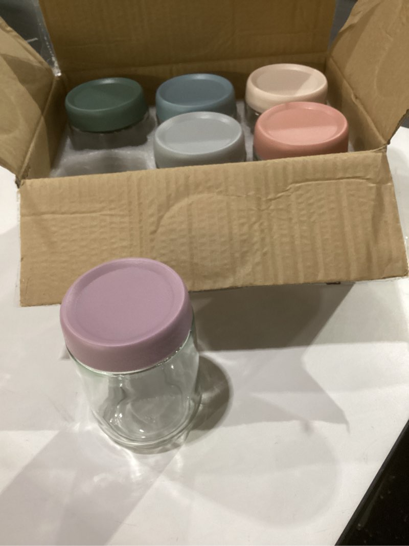 Condition photo showing Good Condition for netany 6-pack 16 oz overnight oats containers with lids, glass jars with airtight lids, wide mouth mason salad jars, glass food storage containers for snacks yogurt spice sugar multicolor- 16 oz (6 pack)
