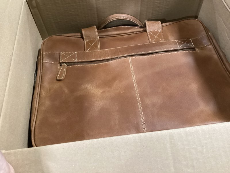 Condition photo showing Good Condition for KomalC 16 Inch Leather briefcases Laptop Messenger Bags for Men and Women Best Office Satchel Bag Tan
