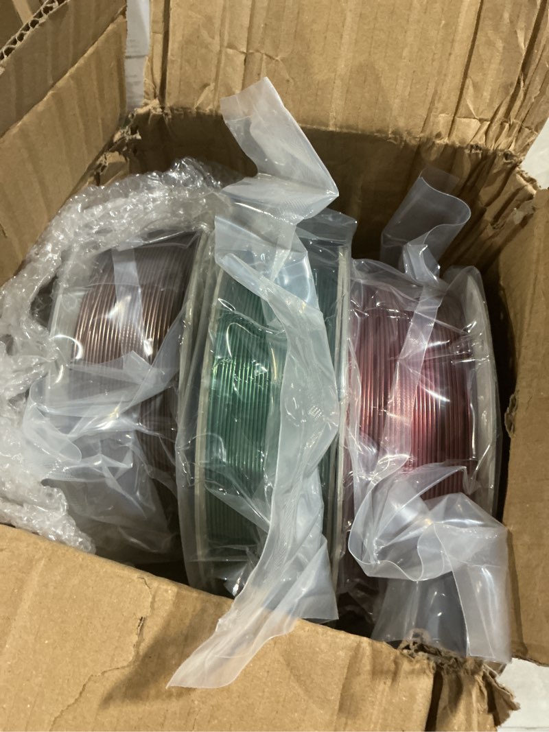 Condition photo showing New/Like New for petg 3d printer filament bundle, 3 rolls,dimensional accuracy +/- 0.03 mm, 1kg spool(2.2lbs), 1.75 mm fit for most 3d printers,brown red+green petg
