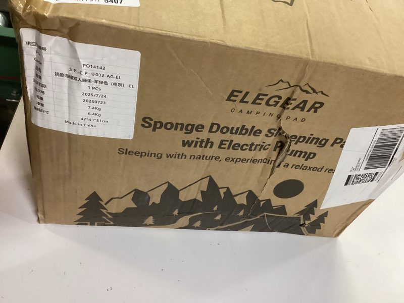 Condition photo showing New/Like New for elegear cumbrex™ air & foam self inflating sleeping pad, built-in electric pump 4" ultra-thick memory foam camping mattress with pillow double camping pad 4-season r-value 9.5 camp mat for travel full army green+pump full