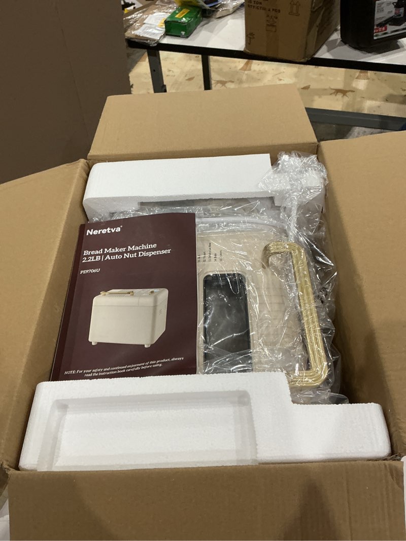 Condition photo showing Good Condition for neretva bread machine, 2.2lb 15-in-1 bread maker, dual heater breadmaker machine with auto nut dispenser & nonstick ceramic pan, bread maker machine for gluten free, dough maker, sourdough, yogurt white