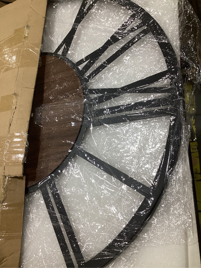 Condition photo showing As Is for leike large wall clocks with night light battery operated,silent non ticking,rustic modern big wood clock for living room, bedroom,kitchen,farmhouse,office,home decor-32 inch(roman numerals) 32 inch black-wood-roman