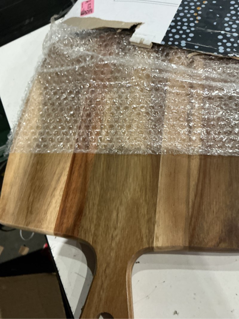 Condition photo showing Good Condition for large wooden charcuterie boards acacia wood cutting boards for kitchen meat chopping board bread serving cheese board decorative big cutting board with handle butcher block food tray cheese platter 17"l x 13"w