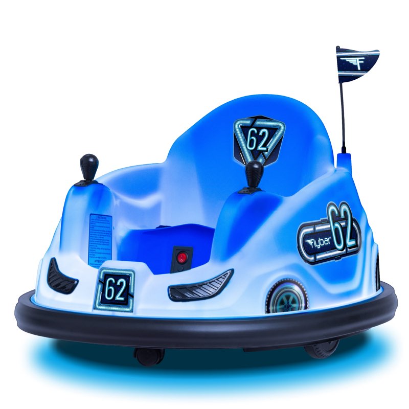 ( similar photo)Flybar 6 Volts Bumper Car, Battery Powered Ride on, Fun LED Lights, Includes Charger, Ages 1.5 to 4 Years, blue